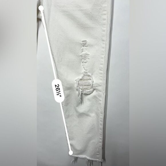 Levi’s Premium Wedgie Straight Fit Destructed Jeans in Cloud Bank White 28 - Picture 10 of 16